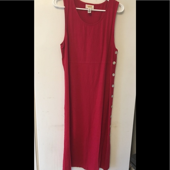 Talbots red sleeveless dress 10P side buttons - Picture 3 of 8